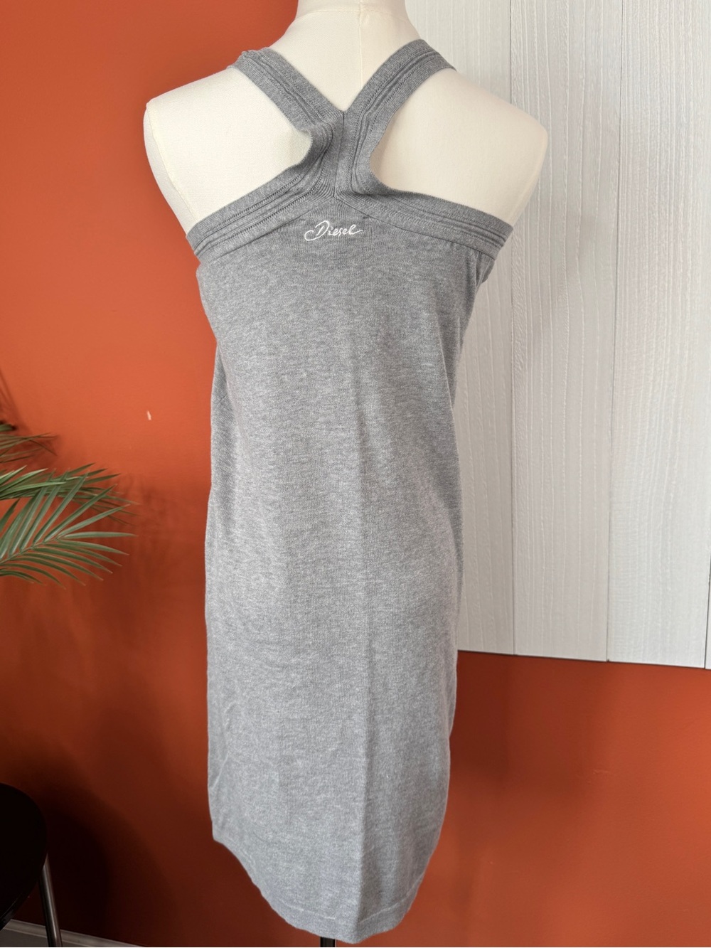 Diesel Vintage Grey Knit Tank Dress | 100% Cotton Y2k View 4